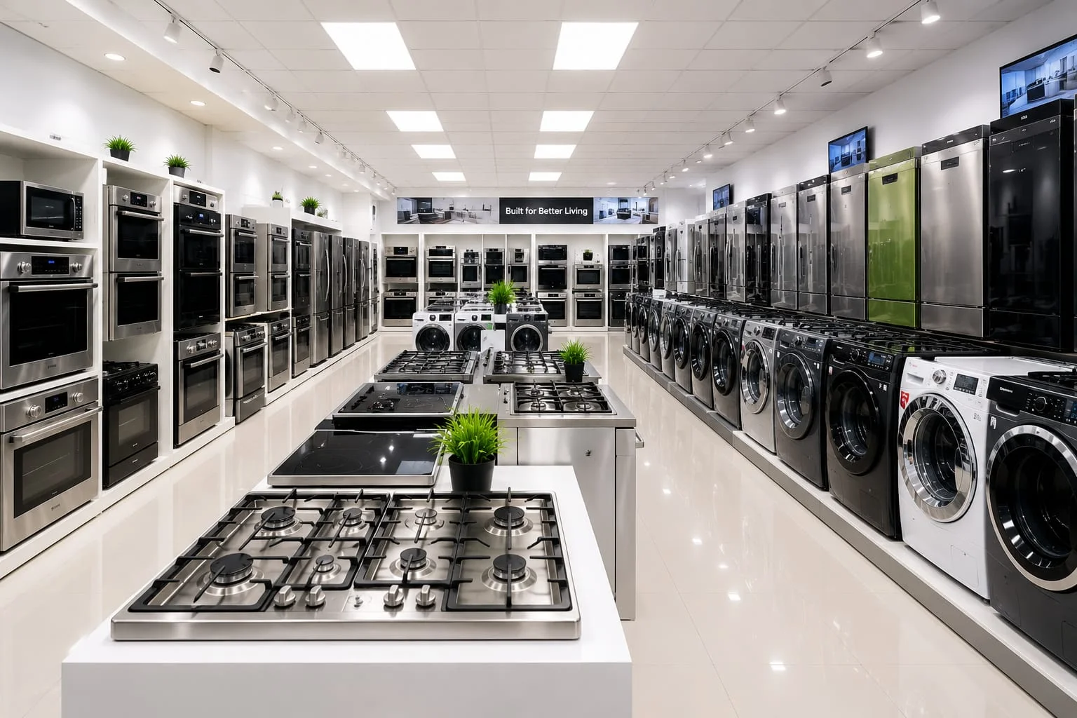 Kitchen appliance display with integrated home appliances
