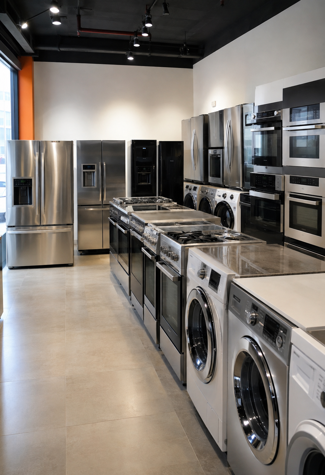 Display of premium built-in kitchen appliances and cooktops
